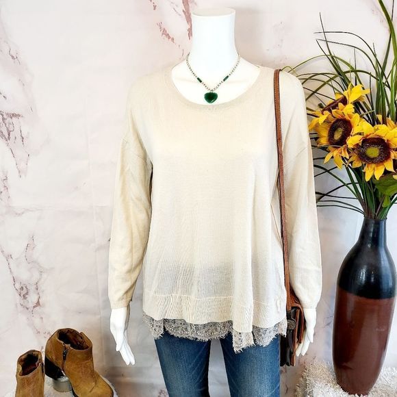 Joie Sweaters - Joie cashmere blend lace trim sweater